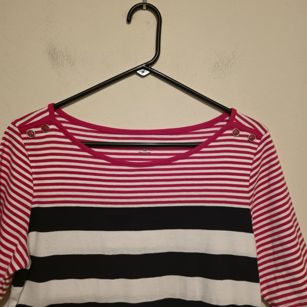 NWOT Croft & Barrow Red White And Blue Striped Short Sleeve Top Size Medium - Picture 4 of 7